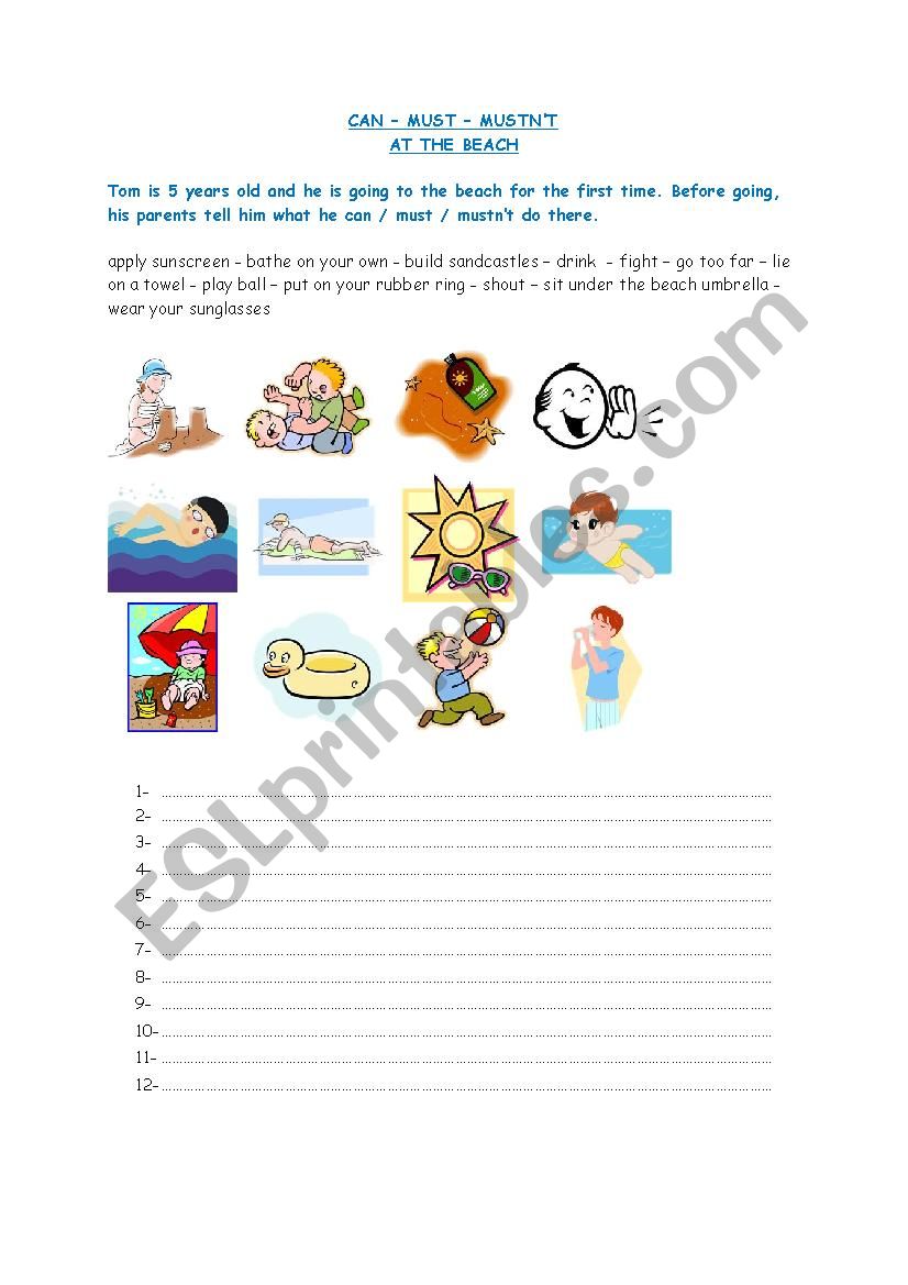 CAN MUST MUSTNÂ´T worksheet