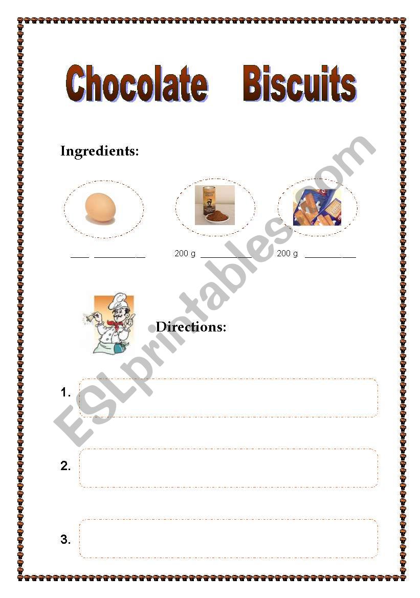 Recipe: Chocolate biscuits worksheet
