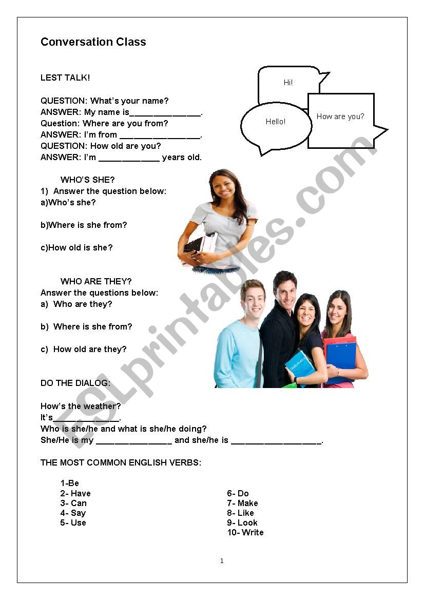 Lets talk! worksheet