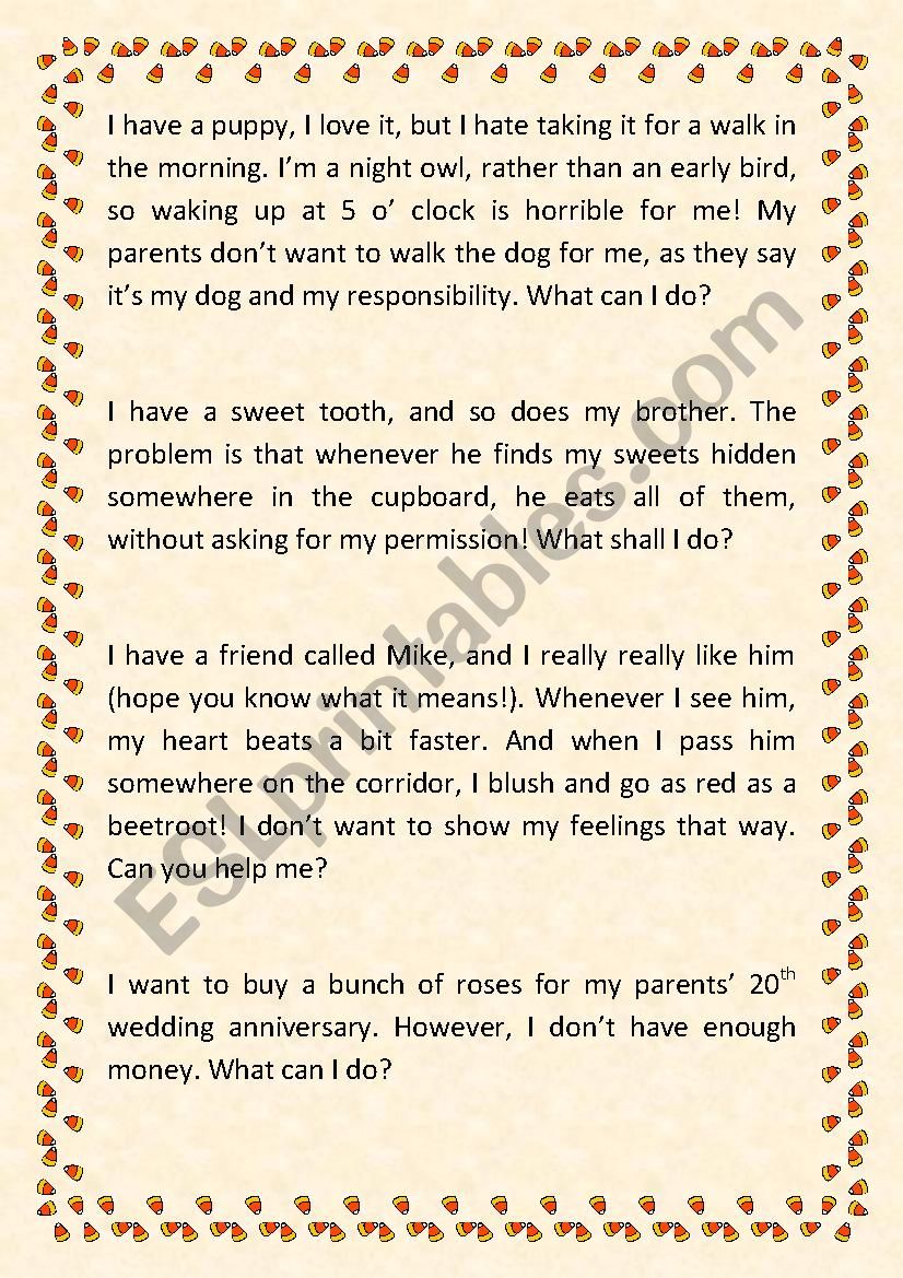Agony Aunt worksheet