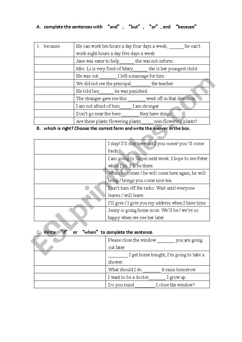 Grammar worksheet