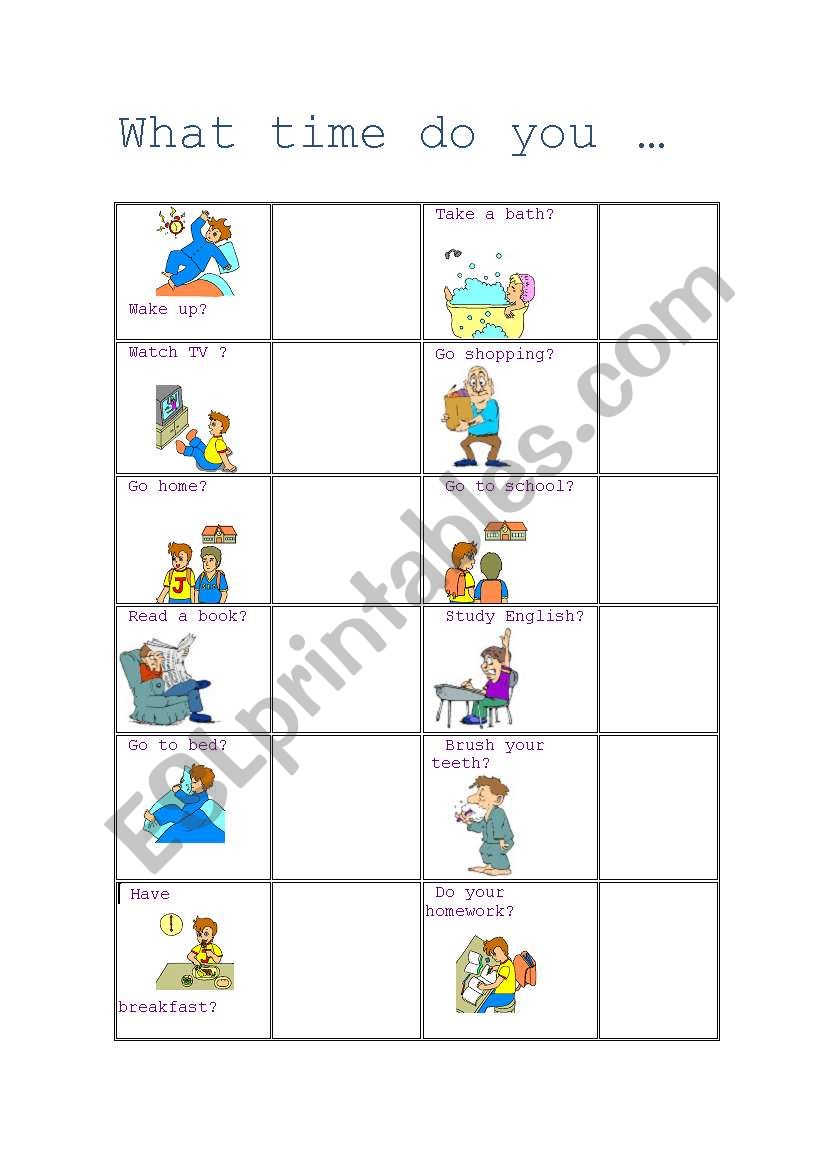 what time do you...? worksheet