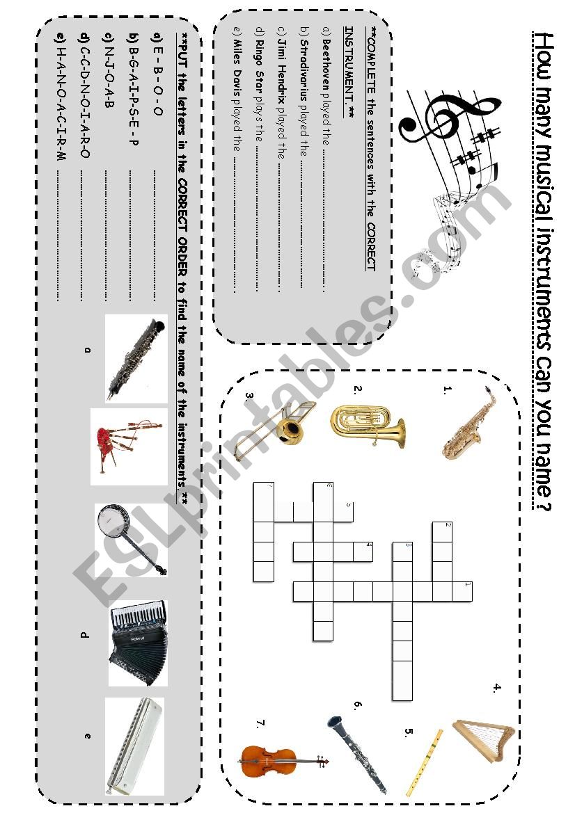 Musical Instruments worksheet