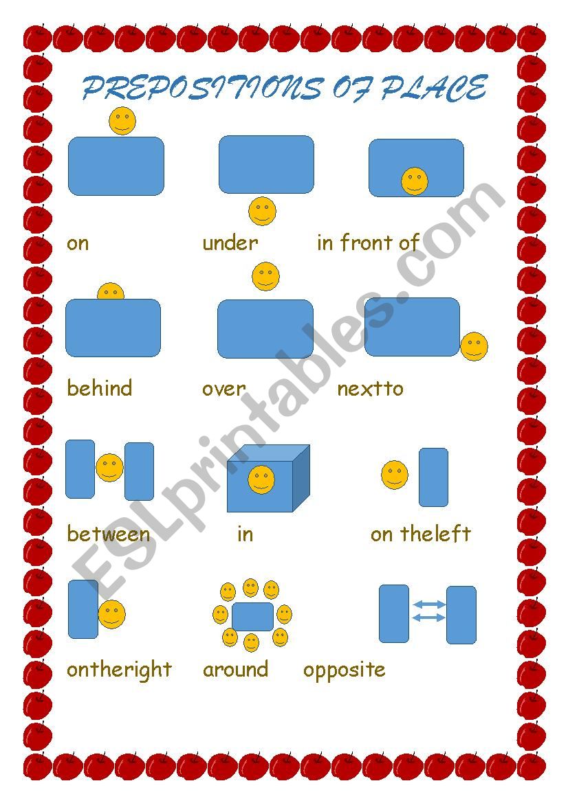 Prepositions of Place worksheet