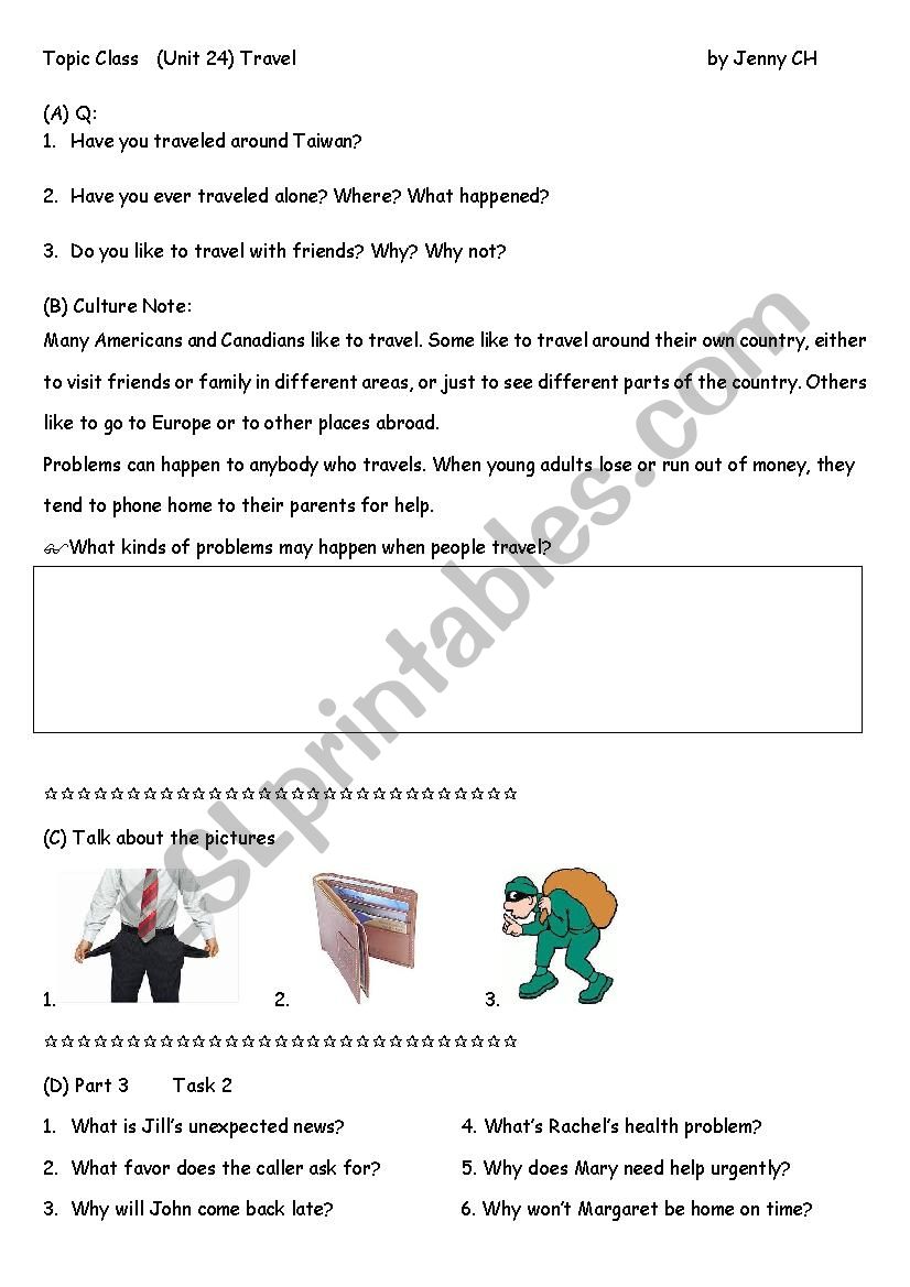 Travel  worksheet