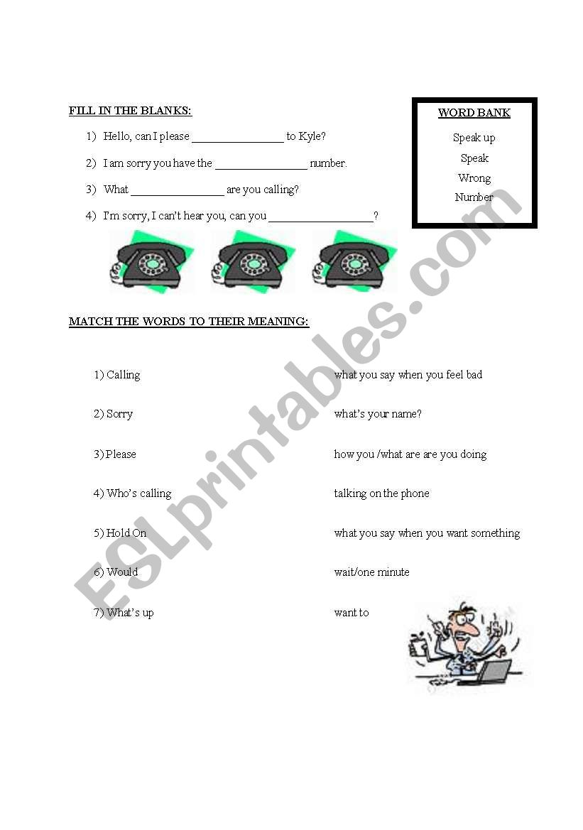 Telephone Vocabulary worksheet