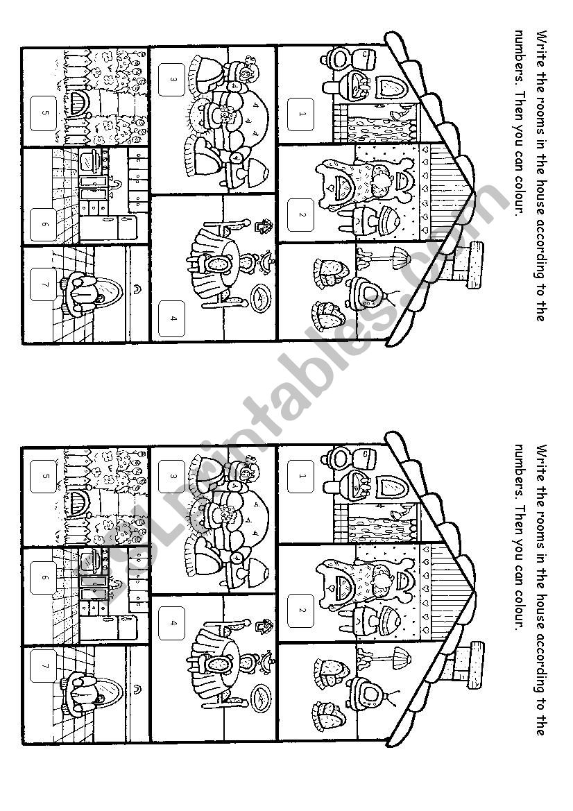 Rooms in a house worksheet