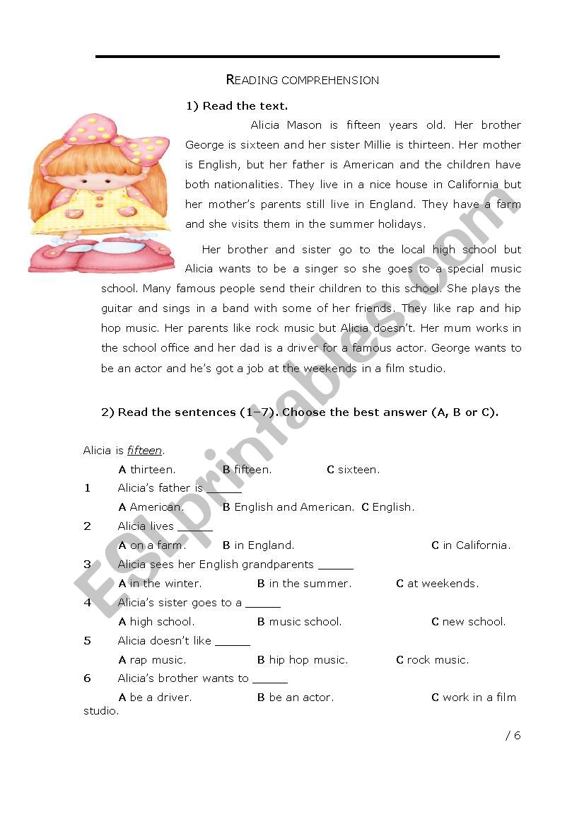 reading and writing worksheet