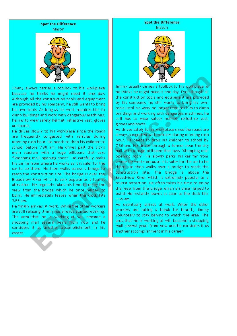 Information Gap Mason 1/3 ( Spot the Difference )
