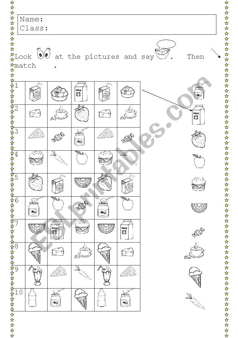 Food and Drinks (Sequence type matching activity)