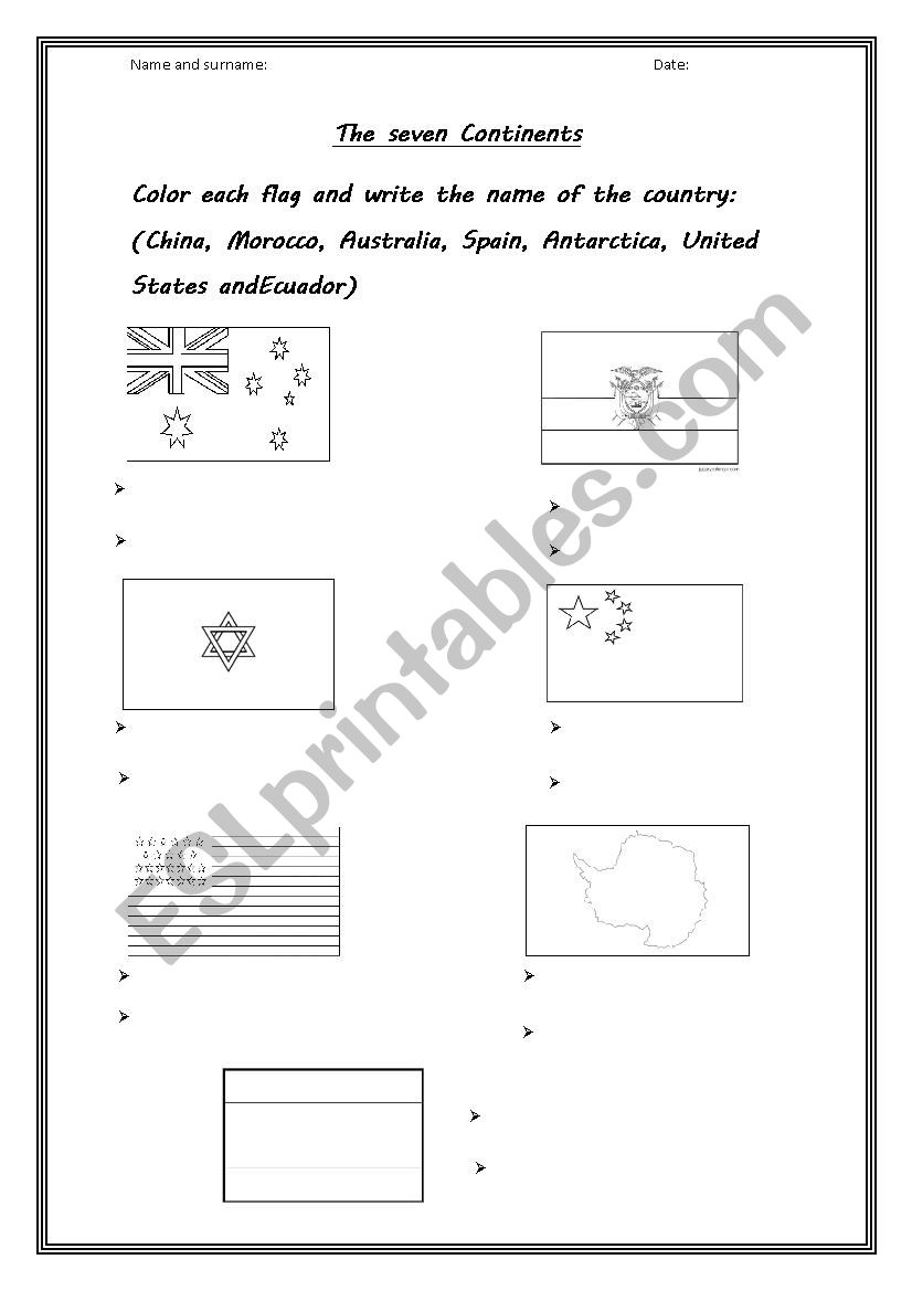 flags worksheet