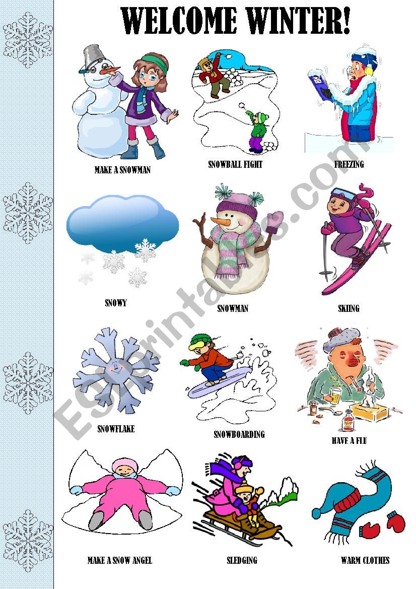 Welcome Winter! - Pictionary worksheet