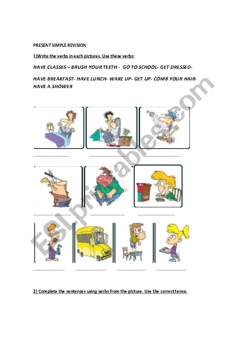 Present Simple revision worksheet