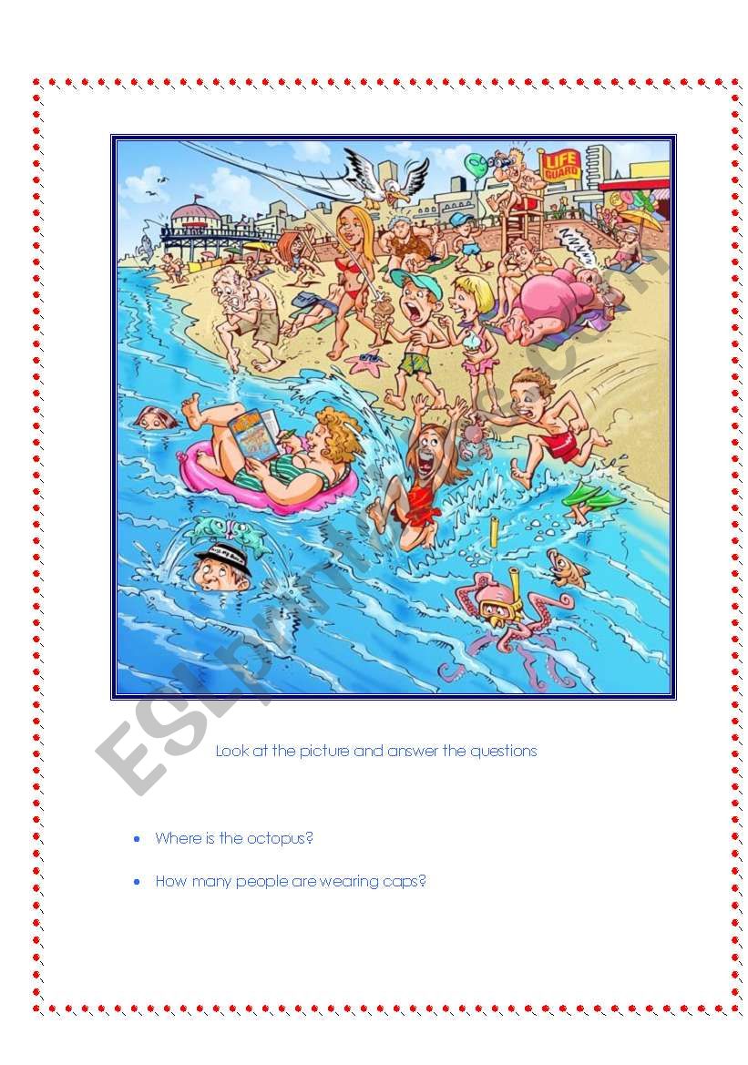 a day at the beach worksheet