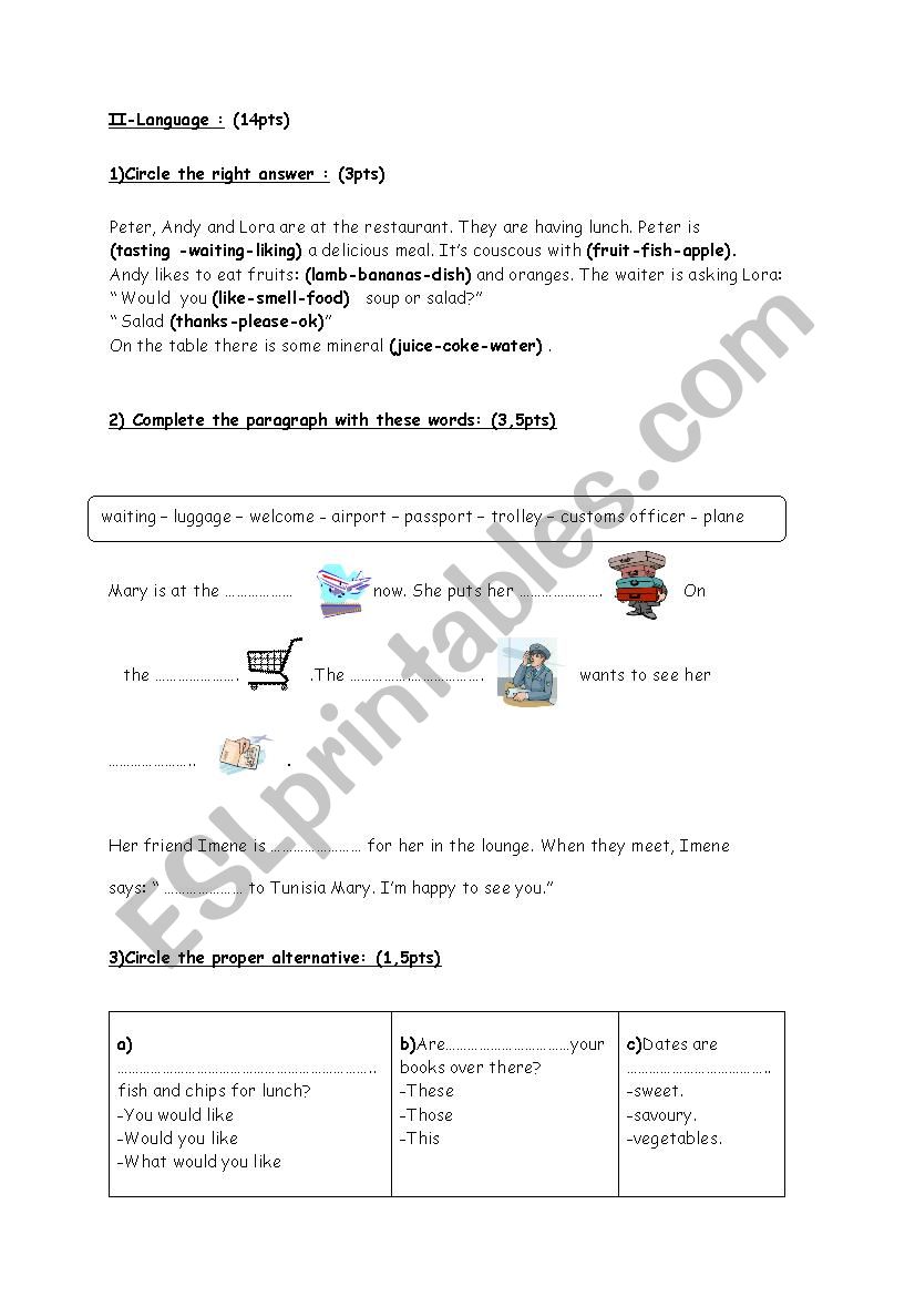 mid-term test 2 7th form-language