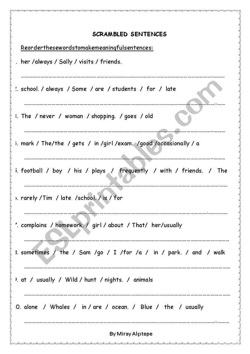 Scrambled Sentences worksheet