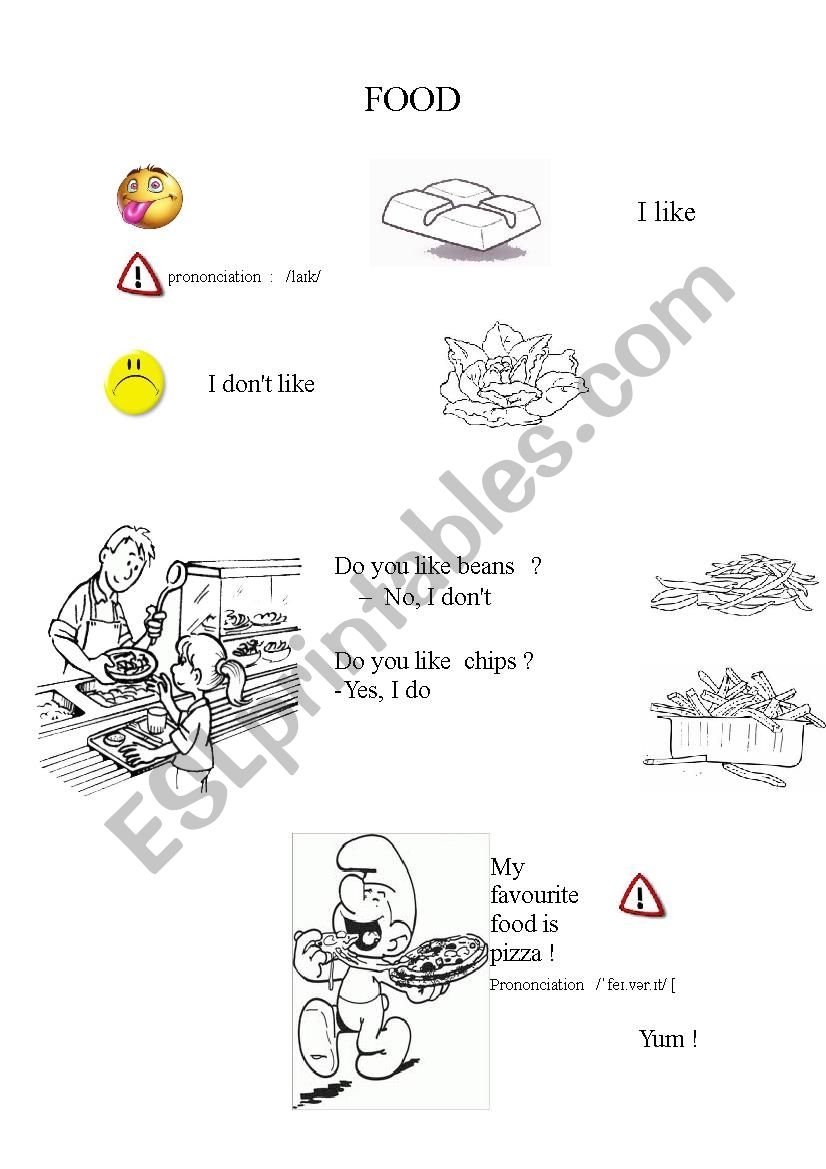 I like / food worksheet