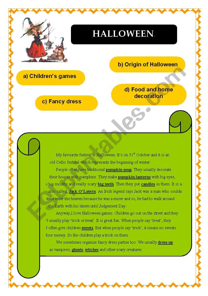 HALLOWEEN TEXT worksheet