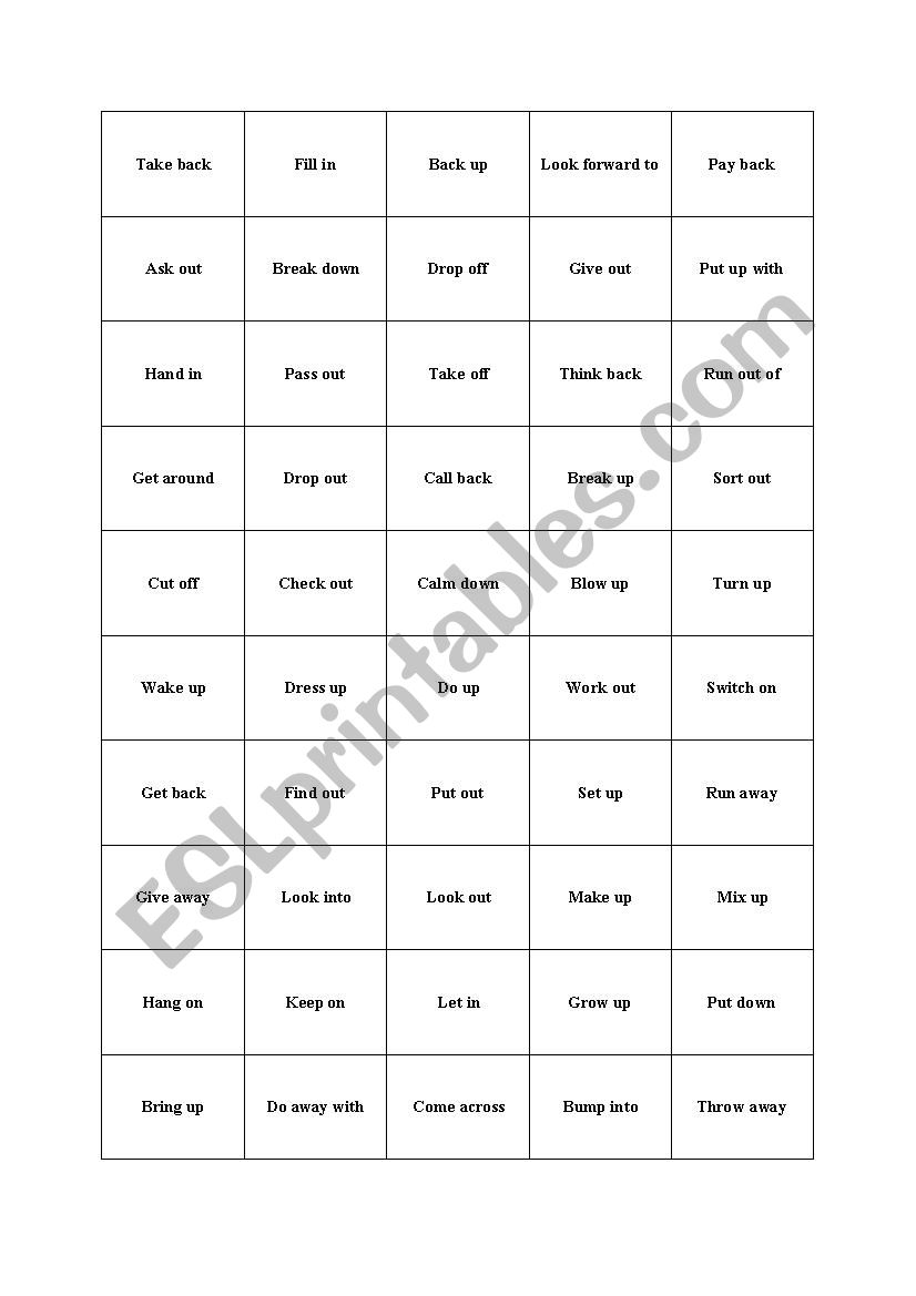 Phrasal verbs Laberinth worksheet