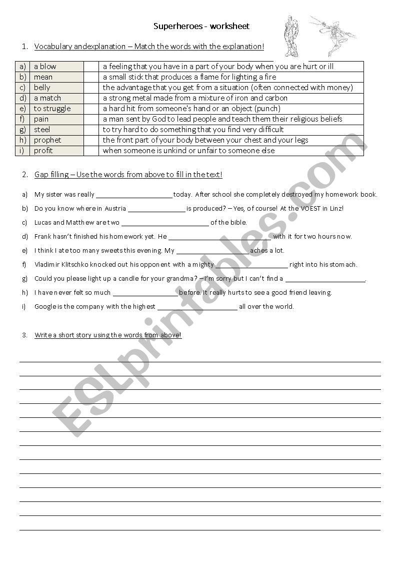 Superheroes Worksheet  worksheet