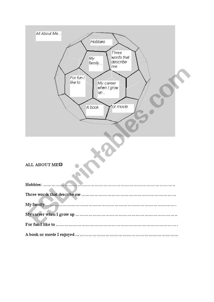 Introduce yourself for boys worksheet