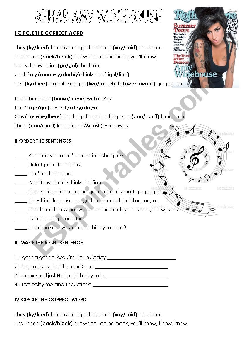 Amy Winehouse  worksheet