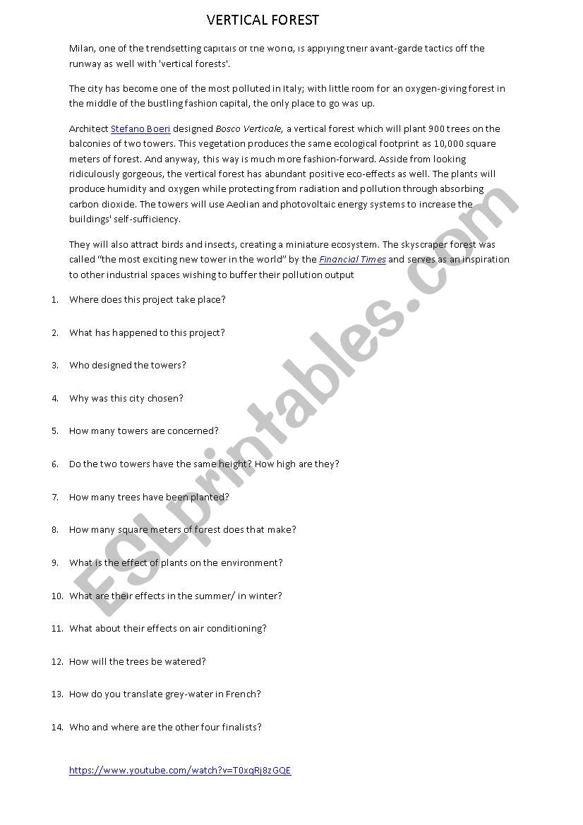 Vertical forest worksheet