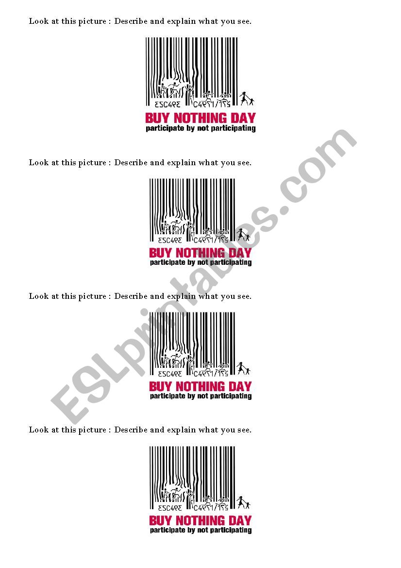 Buy Nothing Day worksheet