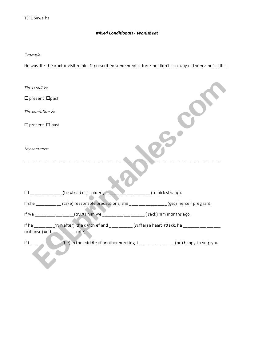 Mixed Conditionals worksheet