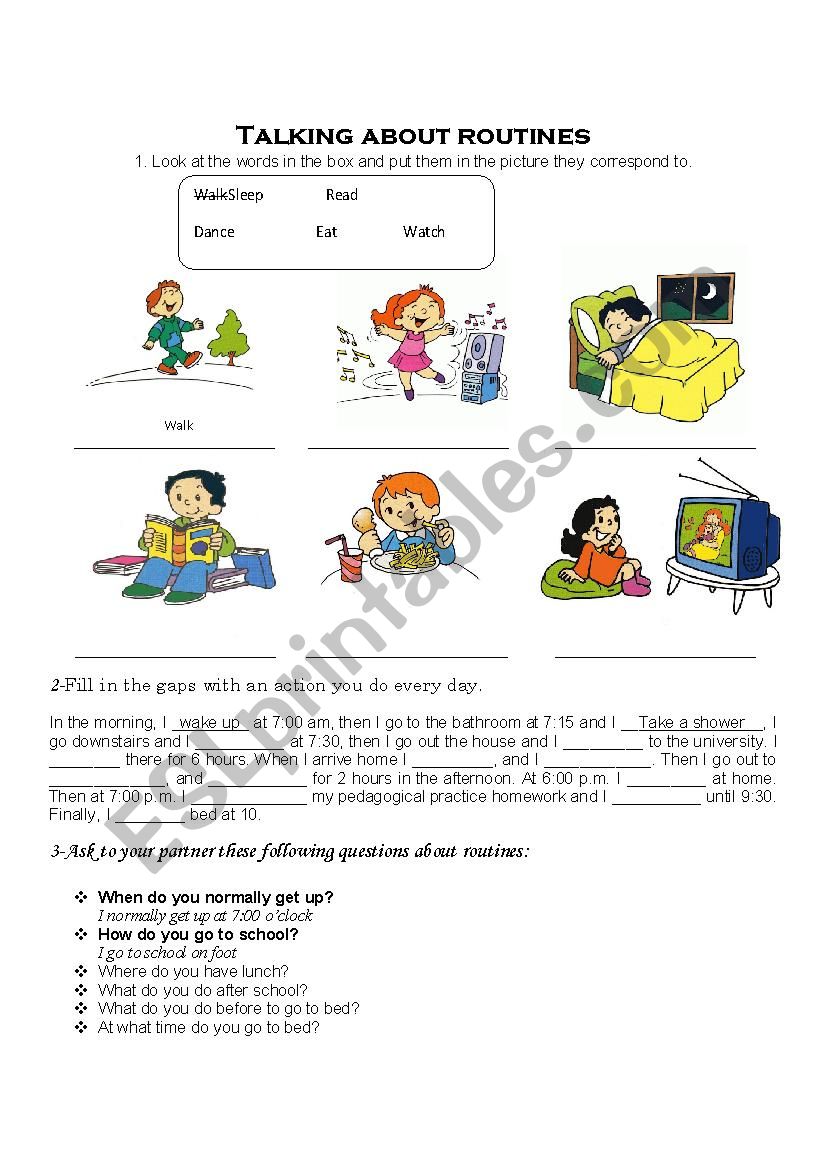 Daily Routines Exercises worksheet