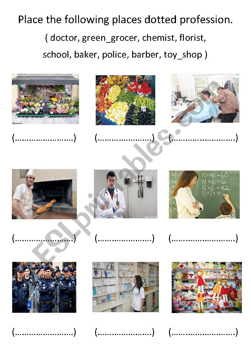 places worksheet