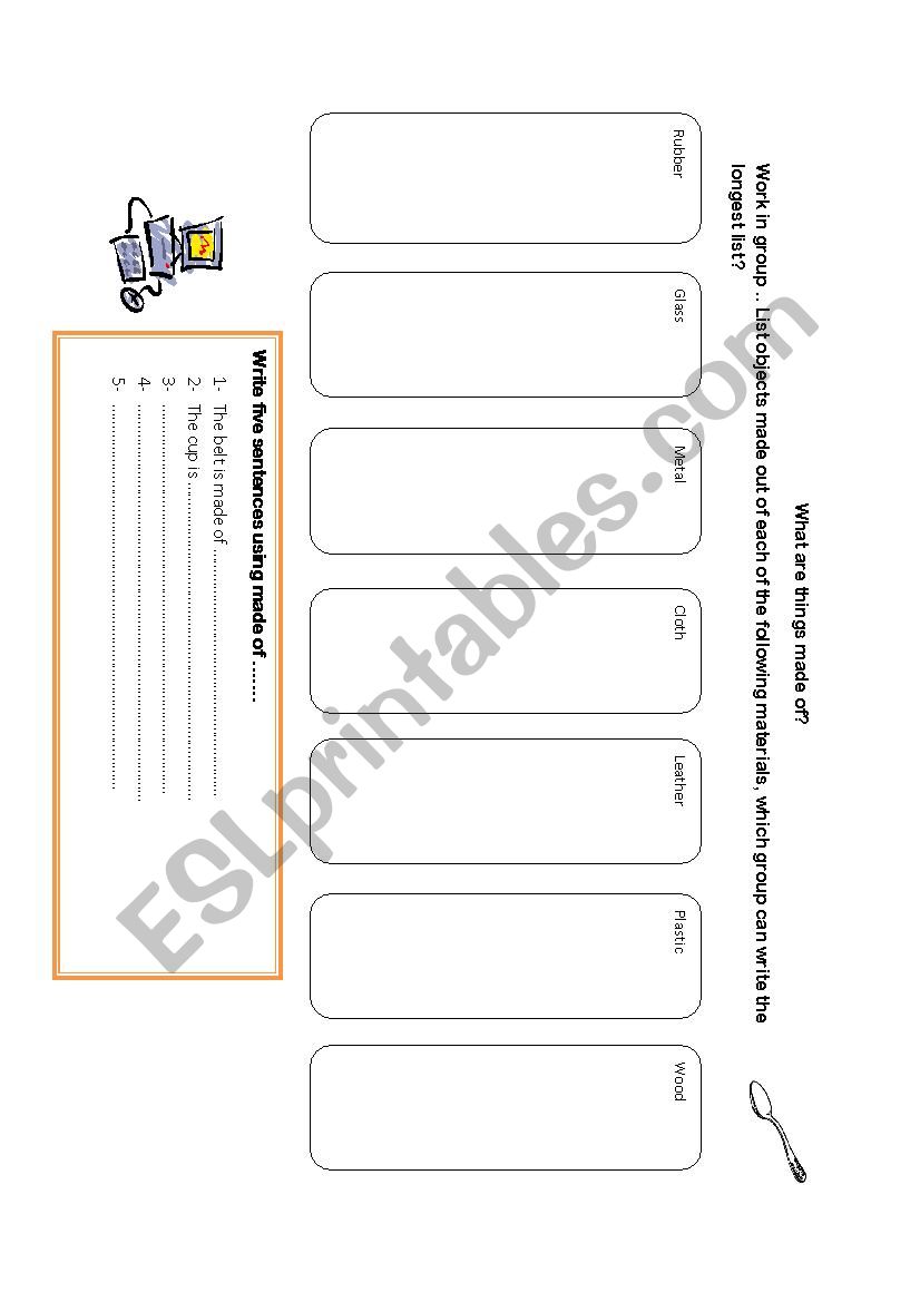 materials  worksheet