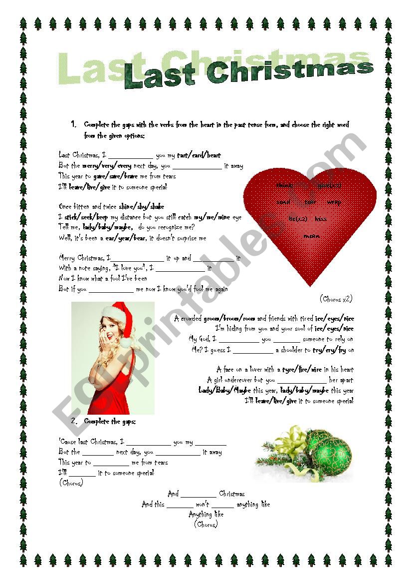 Song activity: Last Christmas worksheet