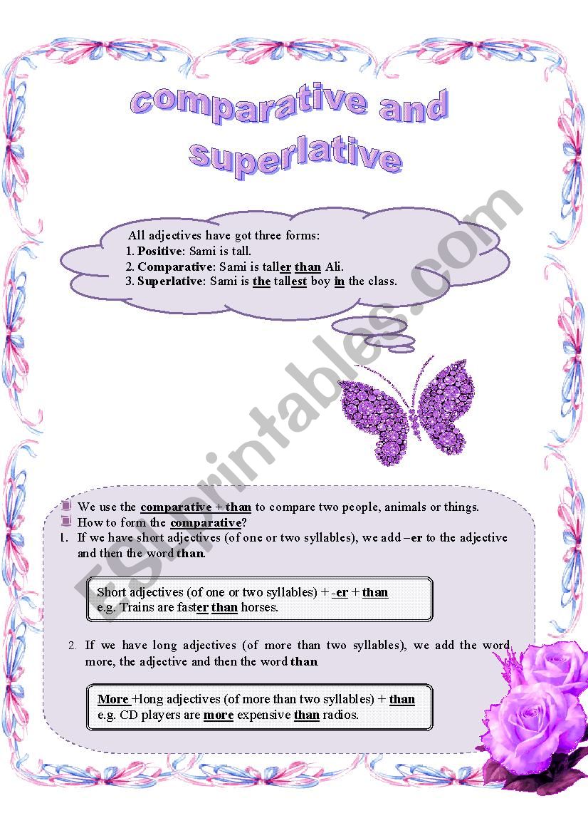 comparative and superlative  worksheet
