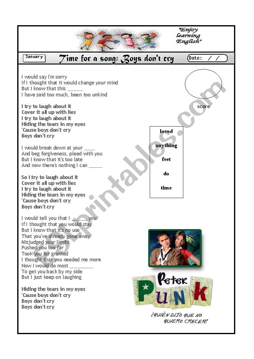 Boys dont cry worksheet