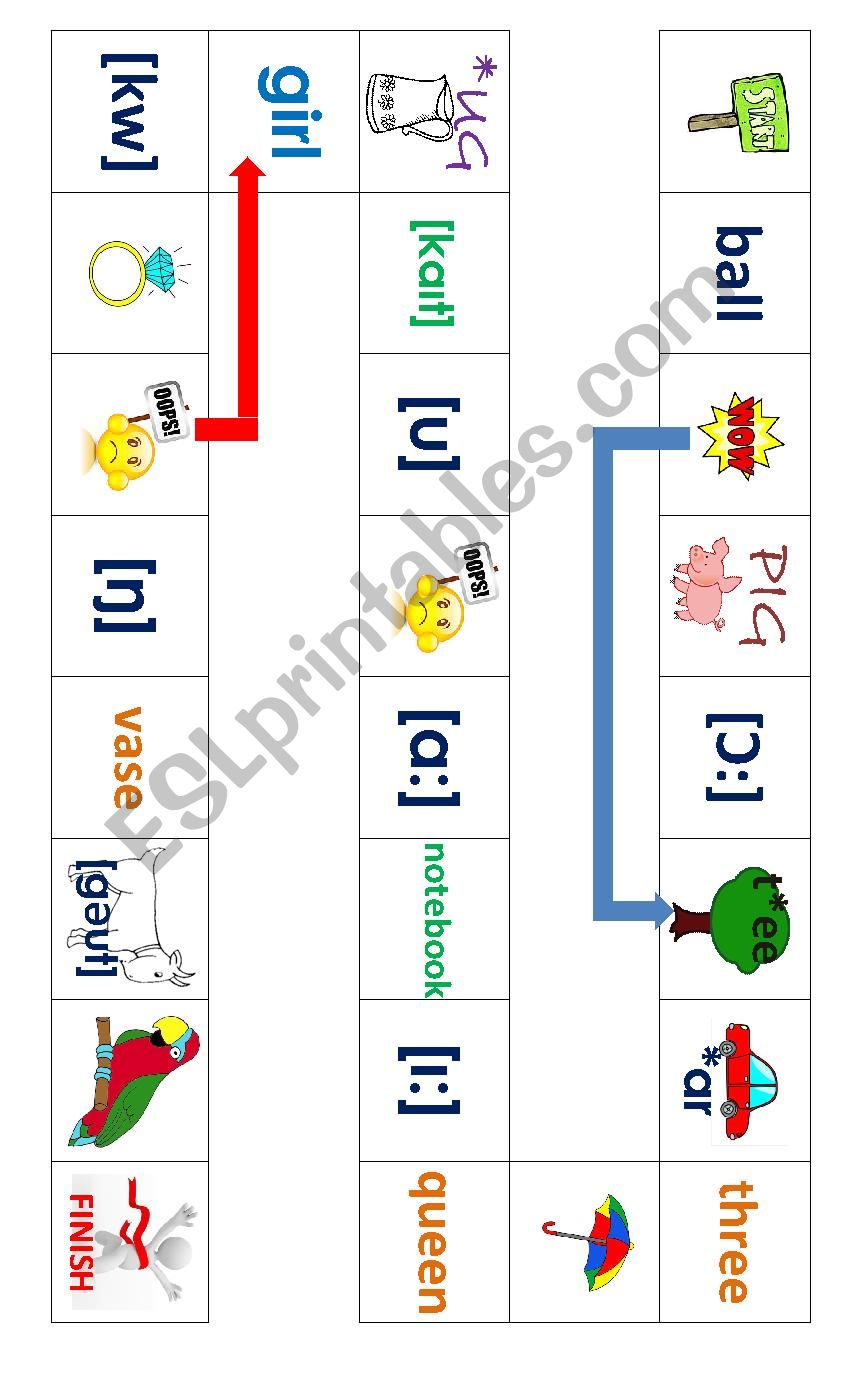 Digraphs Boardgame worksheet