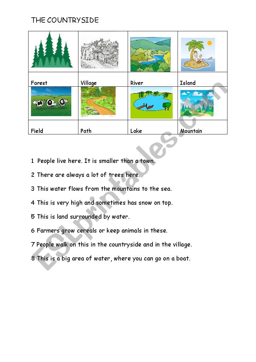 THE COUNTRYSIDE worksheet