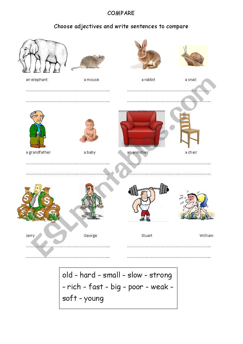 comparisons worksheet