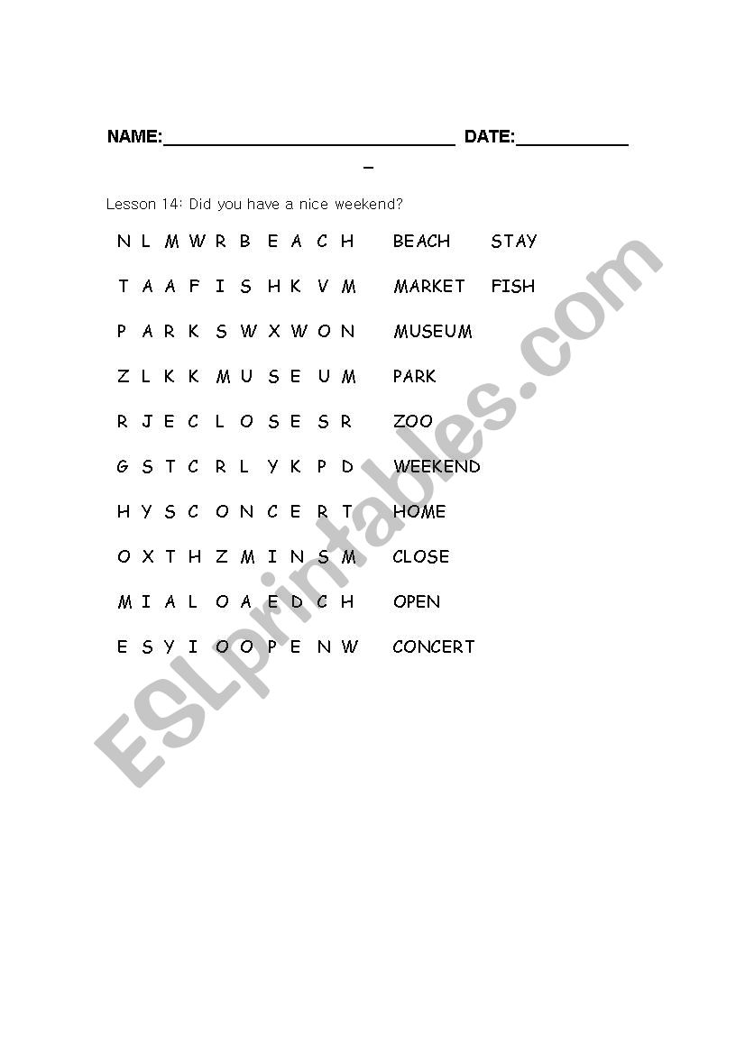 Noun Wordsearch worksheet