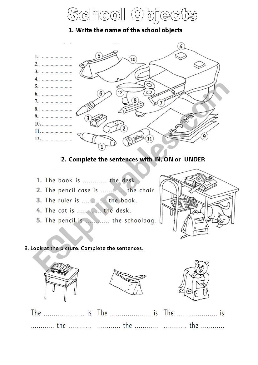 SCHOOL OBJECT worksheet