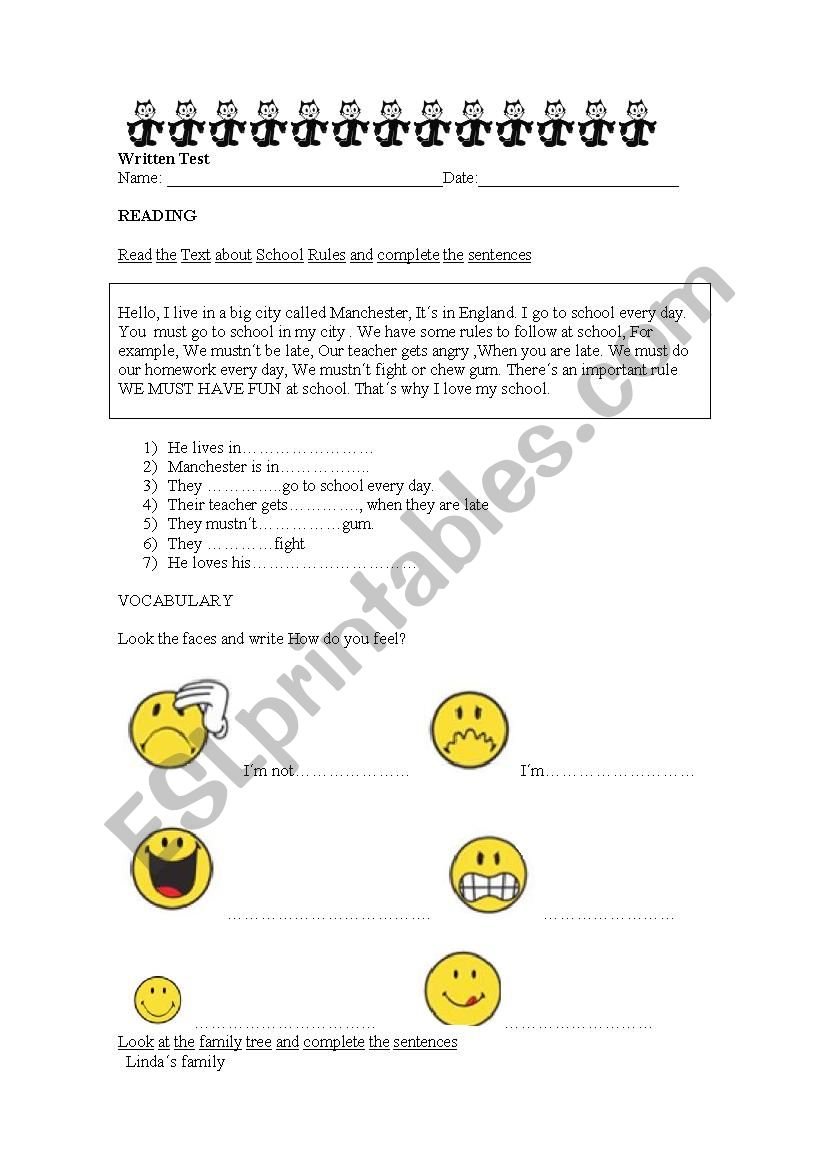 Written test( second year elementary)