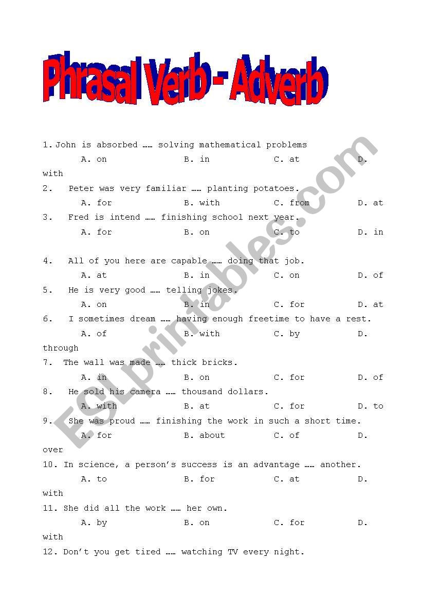 Phrasal Verbs worksheet