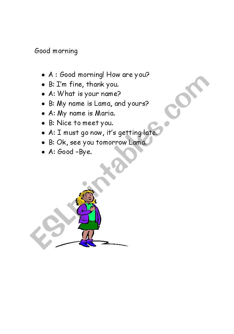 Dialogue  Good Morning worksheet