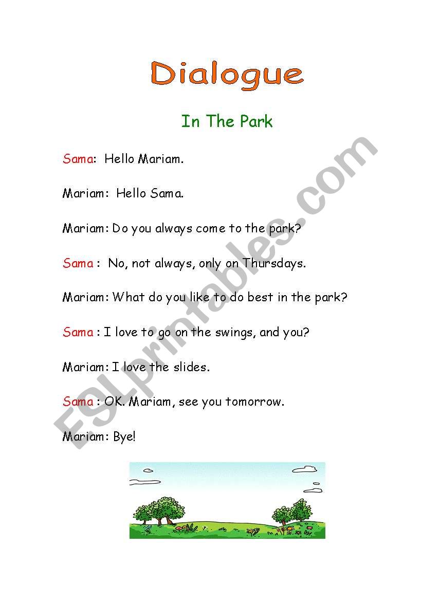 In the park worksheet