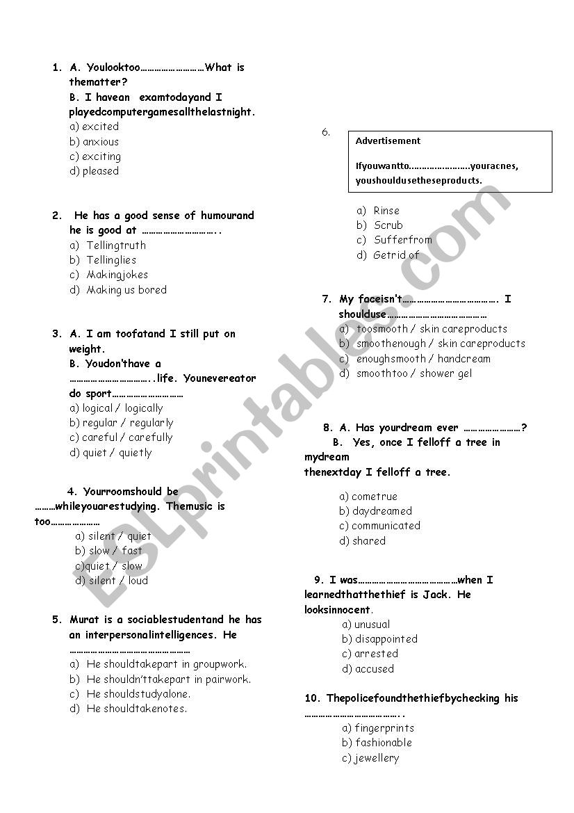 GENARAL ADJECTIVES worksheet