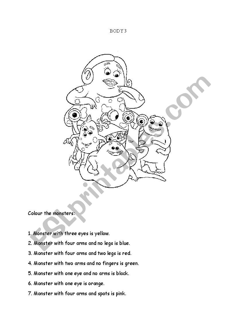 Body 3 worksheet