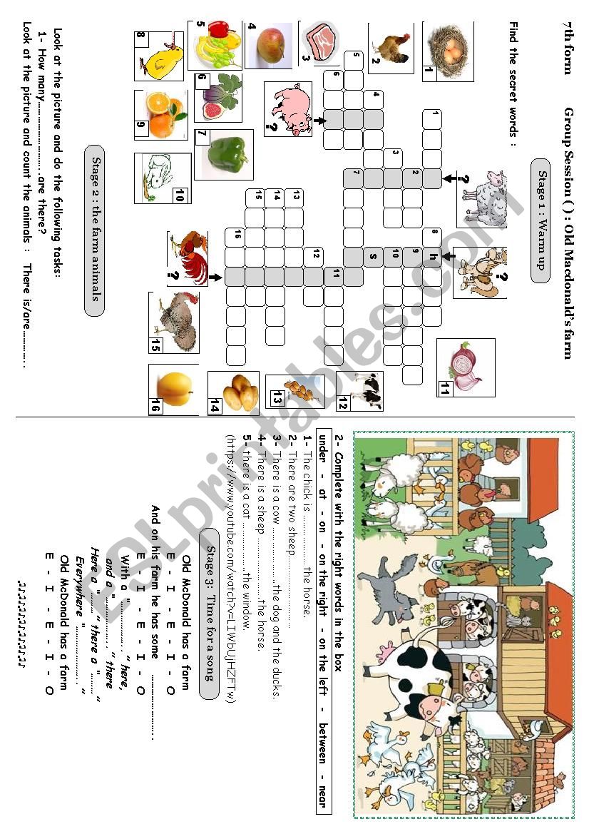 old macdonald had a farm worksheet