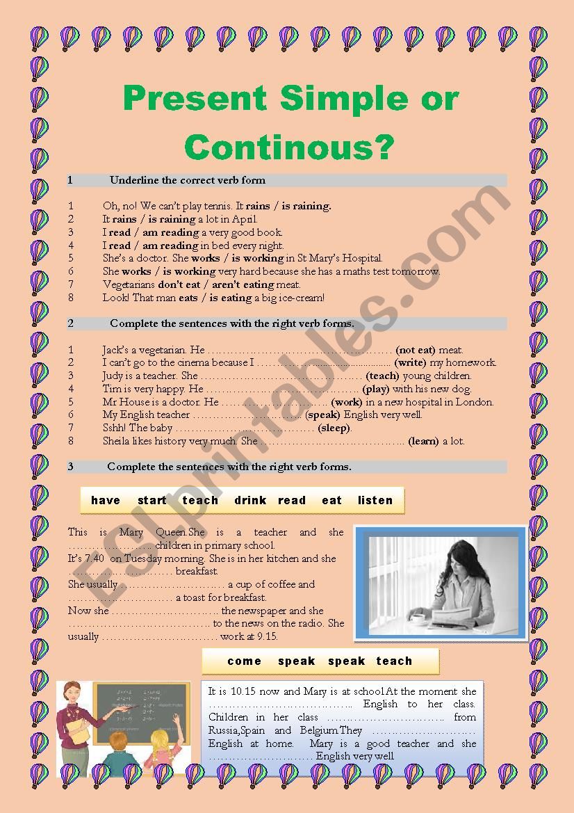 Simple Present vs.Present Continous