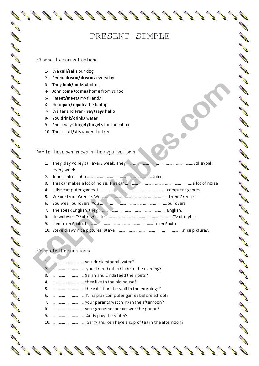 Present Simple worksheet