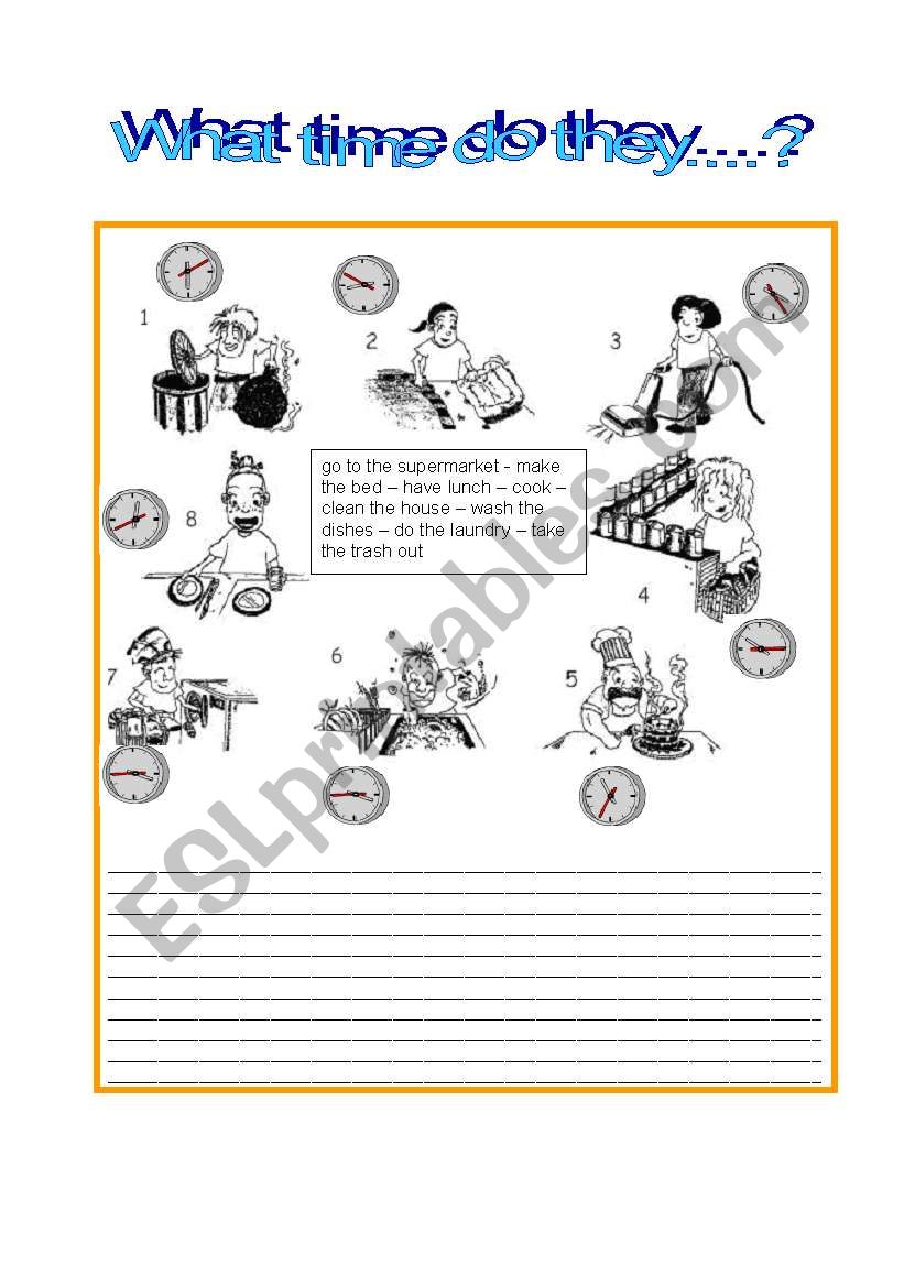 WHAT TIME DO THEY...? worksheet